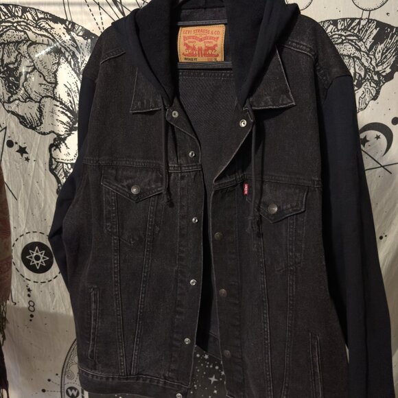 Levi's Jean and Sweater Jacket with Hood - Picture 1 of 4